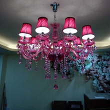 歐式水晶燈彩色玻璃吊燈玫紅色咖啡廳KTV燈服裝店美容院創意吊燈