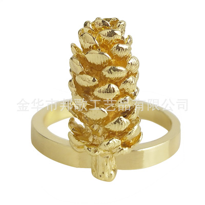 金色銀色古色金屬松果餐巾圈 聖誕節系列餐巾環 廠家直銷