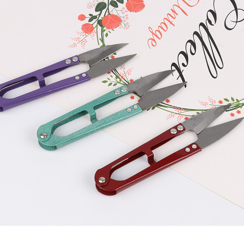 Wholesale Plus Lining Shears, High-Quality Cross-Stitch Scissors, U-Shaped Small Scissors, Home Thread Scissors, High-Carbon Yarn Cutters