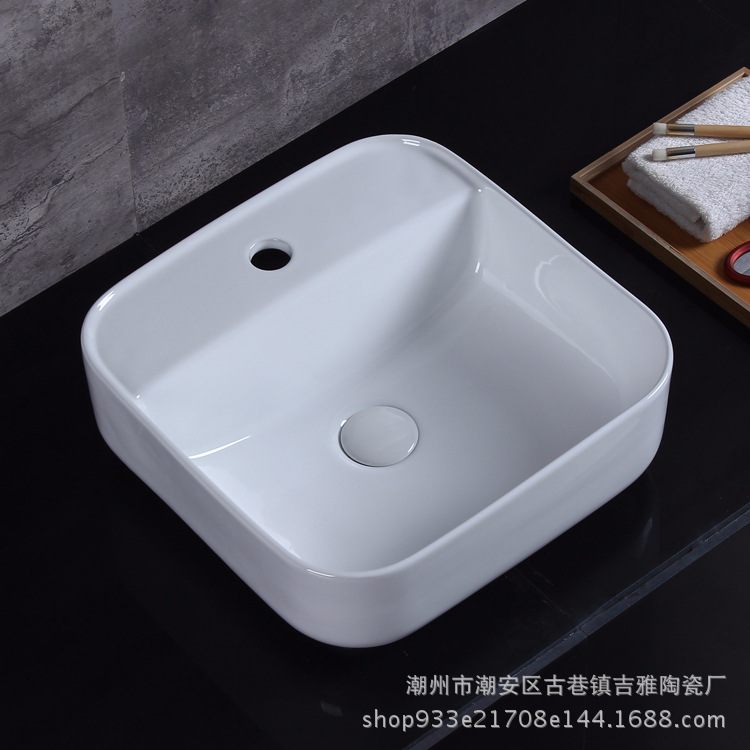 Venta al por mayor artículos sanitarios lavabo de cerámica mesa cuadrada lavabo decoración del hogar mesa de baño de ingeniería lavabo 204A