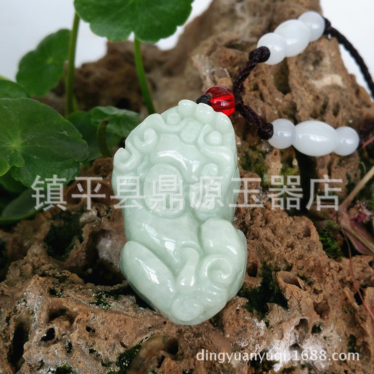 緬甸翡翠A貨貔貅吊墜 翠玉霸王貔貅金錢小貔貅玉石掛件批發直播