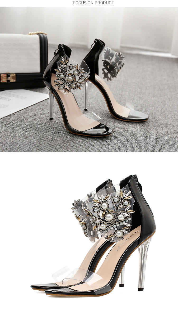 pearl glass flower exposed toe high heel sandals nihaostyles wholesale clothing NSSO81729