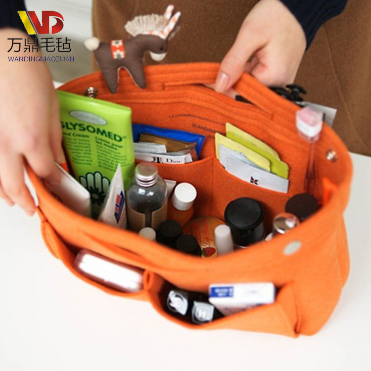跨境毛毡化妆包外贸洗漱包手提旅行包多功能懒人加logo便携毛毡包