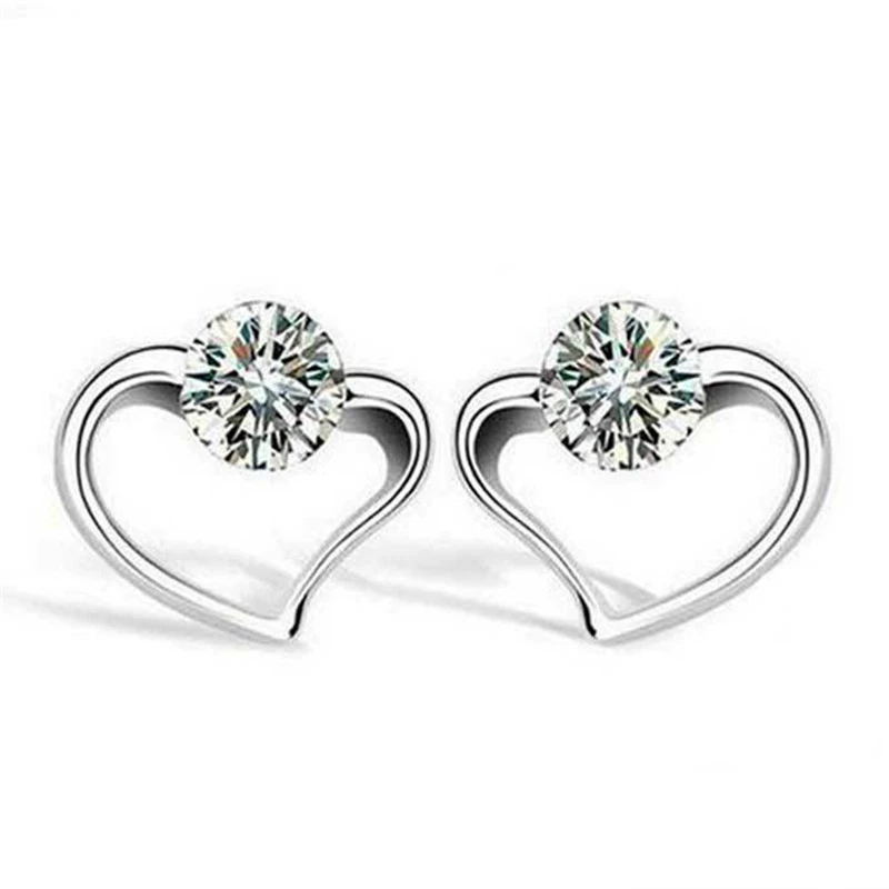 Мода Самые продаваемые серьги в японском и корейском стиле белые медные посеребренные серьги любви темперамент Женский Циркон уха ювелирные изделия оптом