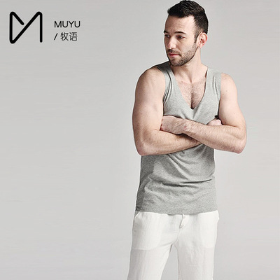 2021新款男士夏季无痕背心纯色莫代尔随心裁运动健身背心一件代发|ms