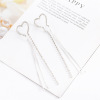 Earrings, silver chain with tassels, European style, gold and silver, simple and elegant design