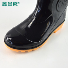 廠家直銷黑色高筒牛筋防滑耐磨耐酸耐鹼耐油男式 水鞋 雨鞋 雨鞋