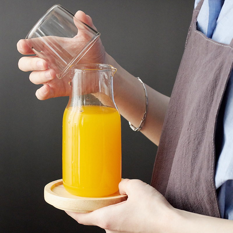 儿童果汁瓶牛奶杯 玻璃冷水瓶随手杯 夏日清凉饮水套组小容量壶