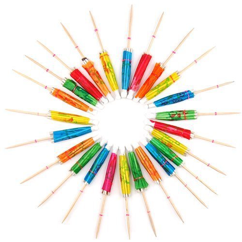 Amazon Venta caliente popular Flor de Papel paraguas fruta palo vino palo fruta tenedor paraguas palo pastel cóctel decoración palo