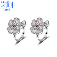 小清新镶钻无耳洞樱花耳夹花朵桃花耳钉气质少女网红甜美韩国耳饰