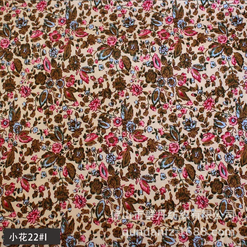 Поставки в розницу imitation cotton flat-grained small floral printing cloth polyester spring Asian spinning shoe hat clothing cloth auxiliary material fabric