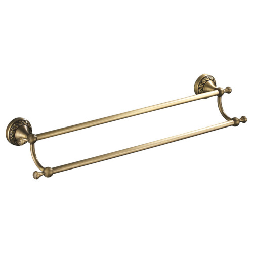 Bathroom hardware bathroom pendant brass material European bathroom antique towel bar double pole towel hanging rail wholesale
