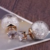 Glossy double-sided earrings, hypoallergenic zirconium