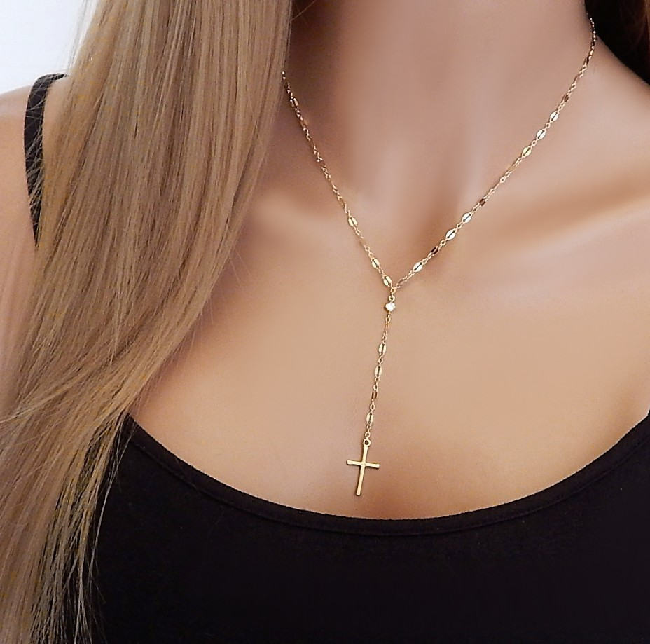 Exaggerated Cross Alloy Chain Pendant Clavicle Necklace display picture 2