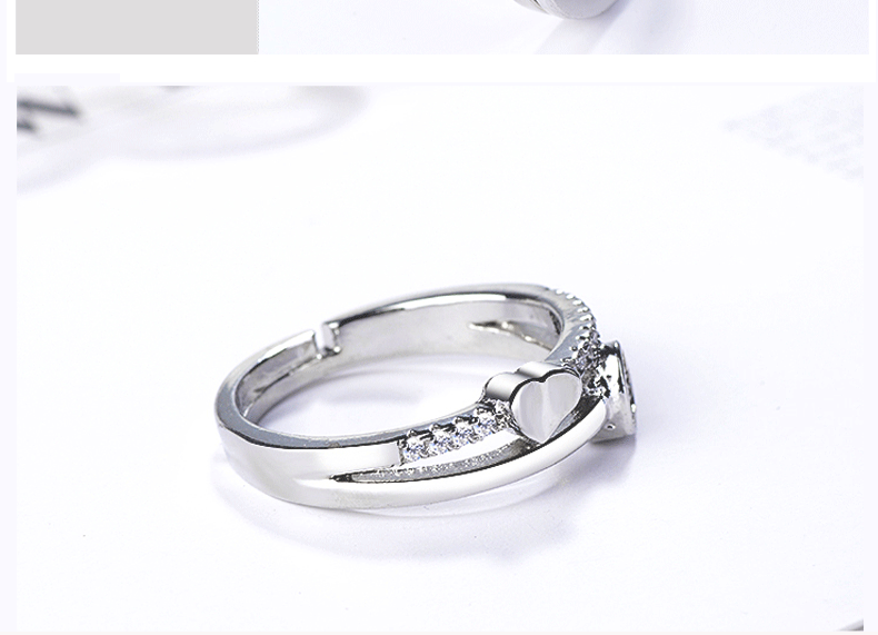 6g Weight Artificial Diamond Inlay Material Open Rings Classification Wholesale Jewelry Lady Heart Shape Metal Artificial Diamond Inlay Open Rings