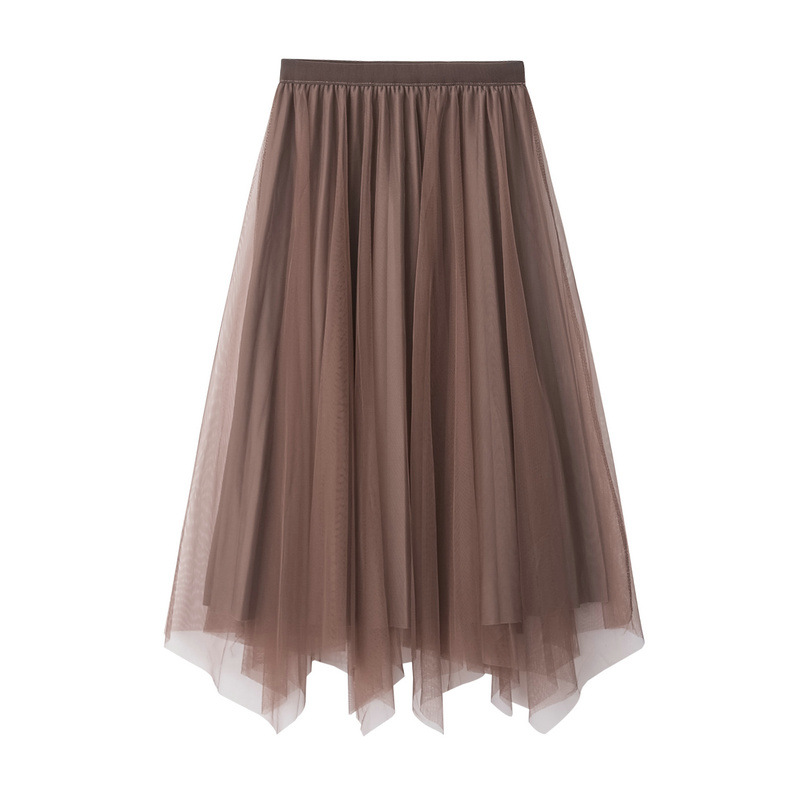 Dames rok geplooid van fluweel met mesh en goud accent_voghion.com
