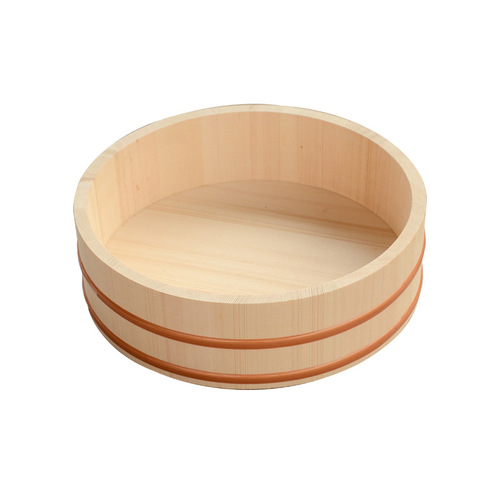 Export Japanese and Korean style bibimbap barrel, round sushi barrel, sashimi plate, white pine sushi basin, Japanese cooking wooden barrel