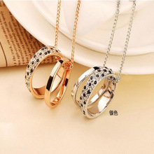 访萱饰品 韩国饰品 优雅大方毛衣链黑白点镶钻双圈项链 厂家直批