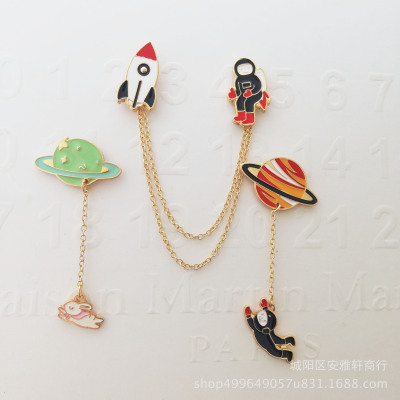 Manufactor supply Japan and South Korea fashion Jewelry Interstellar series Astronaut star rocket rabbit Brooch Brooch