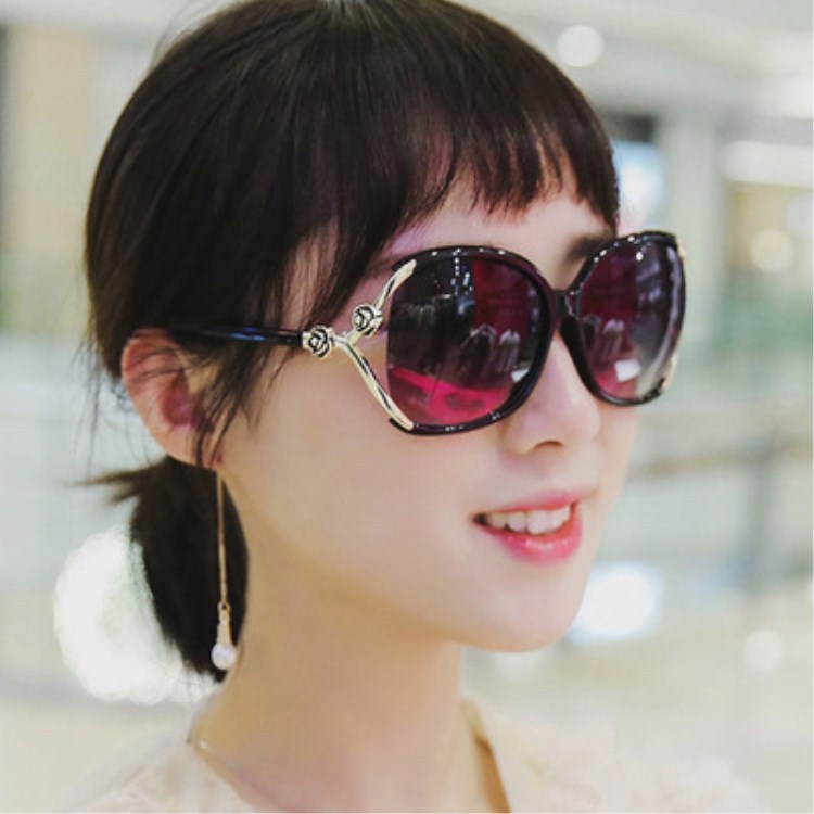 新款女士山茶花太阳镜复古大框明星款墨镜潮流个性厂家直供3624款|ru