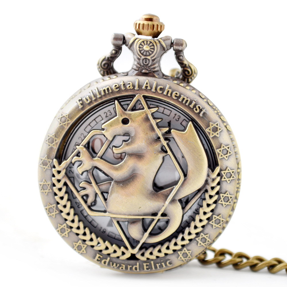 Cross-border Seahorse Retro Quartz Pocket Watch Wholesale Men's Hollow Pocket Watch Cartoon Style Quartz Pocket Watch