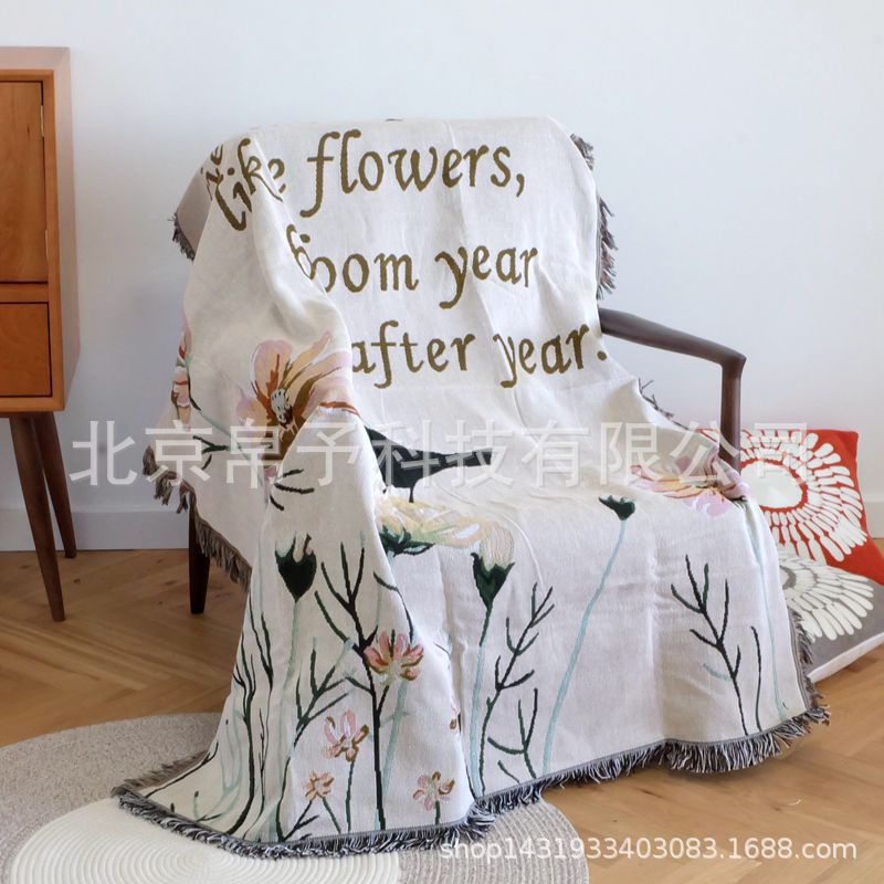 Foreign trade Idyllic village Cotton Woven Blanket Sofa towel Fabric art tassels Tablecloth decorate carpet Tapestries On behalf of