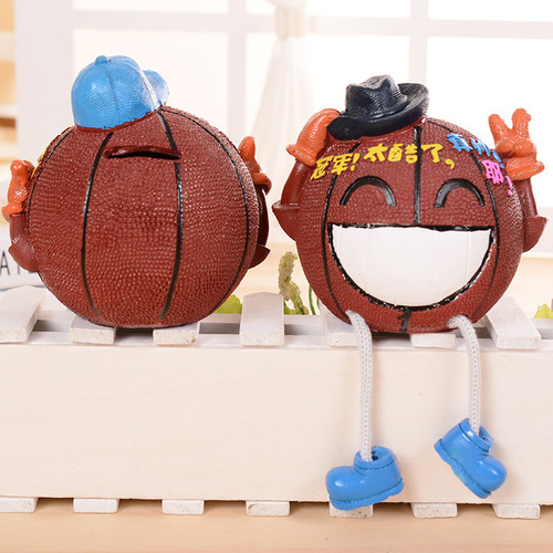 Hanging Basketball Piggy Bank Cartoon Basketball Model with Words Student Pocket Money Bank