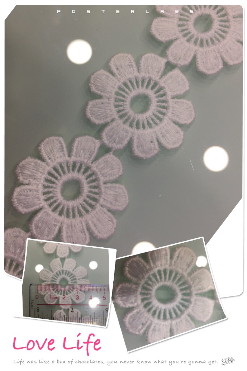 水溶花边 涤光条码九叶太阳花精美连条