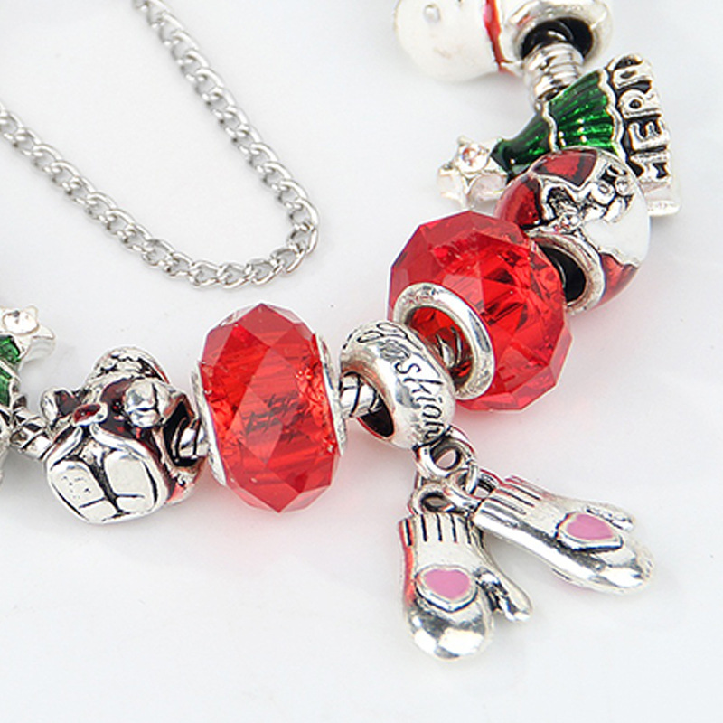 Braccialetti di perline natalizie, confezione regalo creativa per donna, bracciale con fiocco di neve, gioielli coordinati per le mani_voghion.com