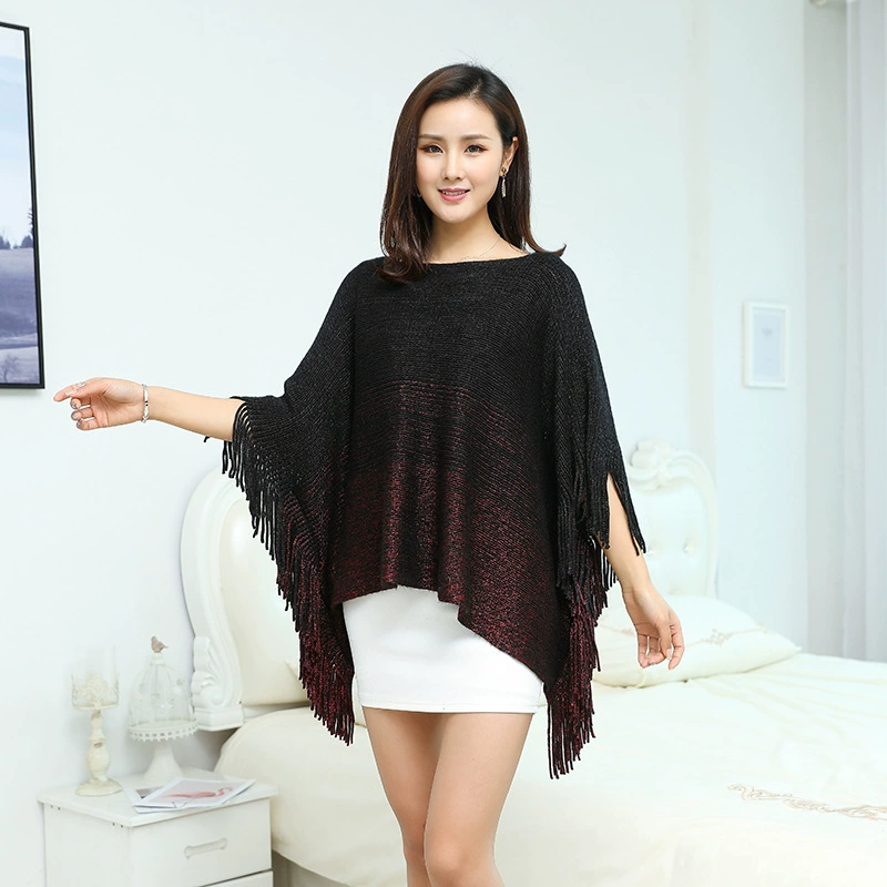 Градиентный плащ-пальто, oversize акриловый пончо, one size 50×110 см, вес 0,34 кг