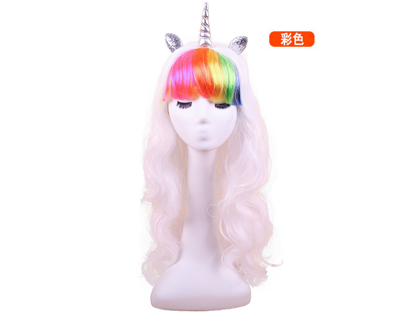 Peluca de color de UNICORN colorido peluca ondulada colorida caballo anime Peluca de UNICORN