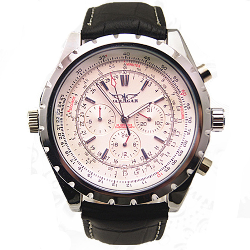 JARAGAR reloj mecánico automático de negocios para hombres correa de vidrio de luz azul reloj mecánico volante A212