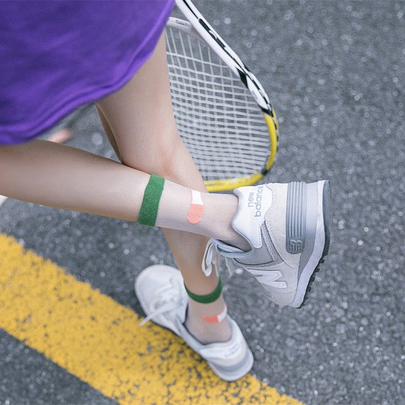 日系春夏新品 时尚个性玻璃丝女士中筒袜 透明后跟创可贴卡丝袜子