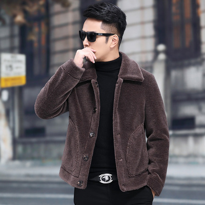 2019新款羊剪绒皮毛一体男士冬季短款羊毛大衣真皮海宁皮草外套潮|ru