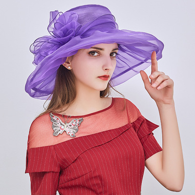 Party hats Fedoras hats for women Flower gauze hat retro double layer Organza sun hat