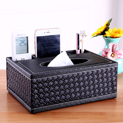 欧式多功能纸巾盒家用创意桌面收纳盒皮革纸抽盒批发定制餐巾盒木|ru