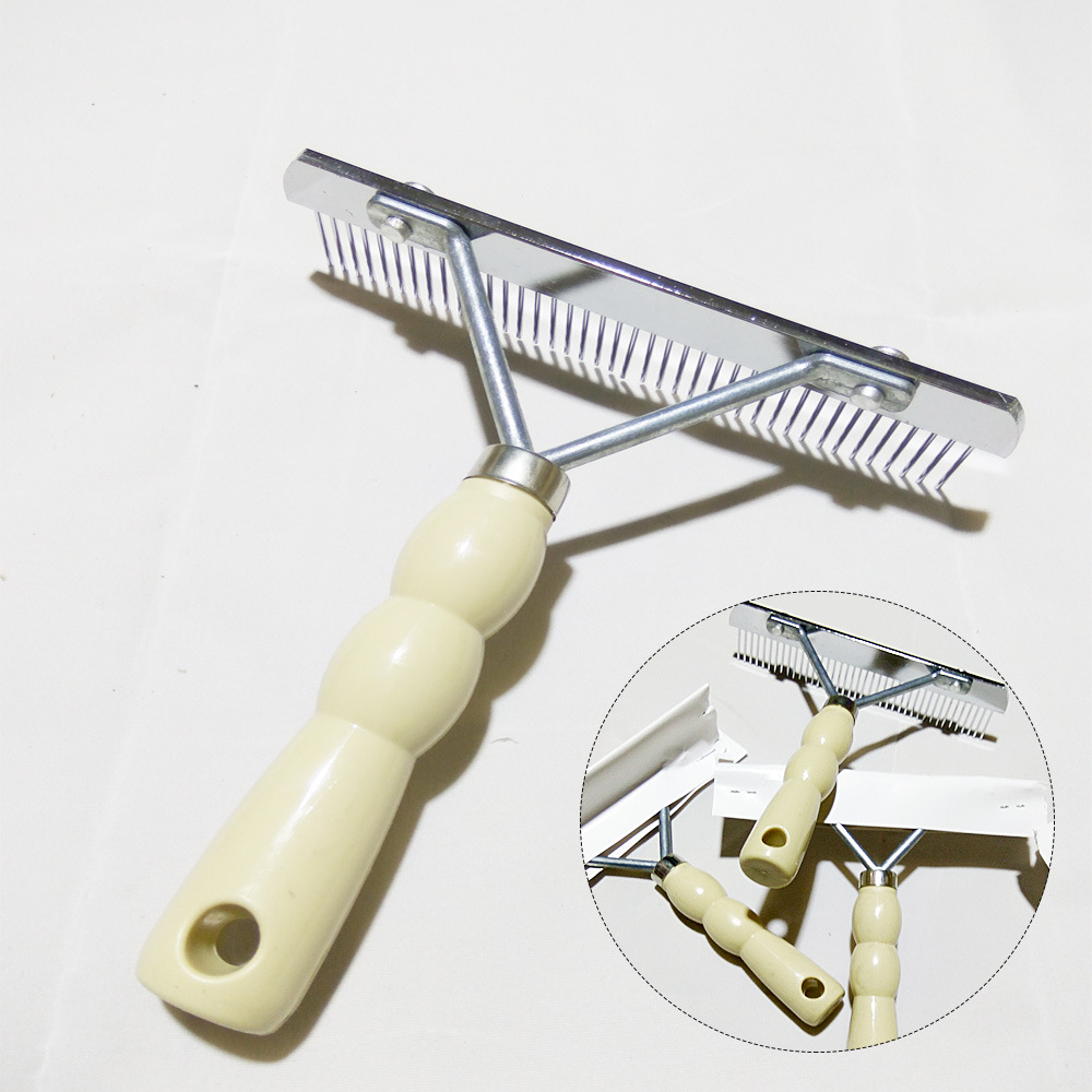 宠物钉耙梳不锈钢毛梳大犬仿木柄狗梳子大耙子开结梳狗清洁梳