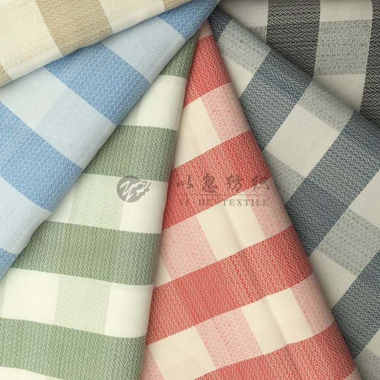2019年春秋新款 色织 2cm涤棉格子 时尚男女装衬衫面料 竹节 现货