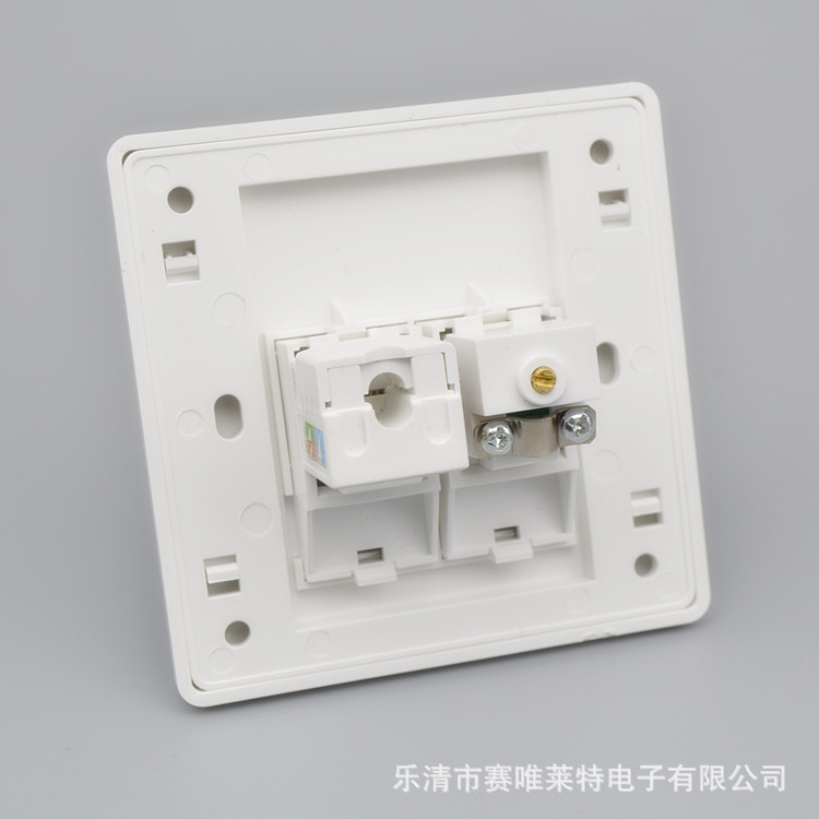 86型双口千兆网络电视插座CAT6六类网络+TV有线电视面板 网络插座