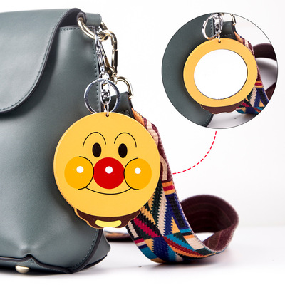 originality gift girl student gift woodiness Coloured drawing Cartoon Bag Key buckle Key ring Cosmetic mirror Bag Pendant