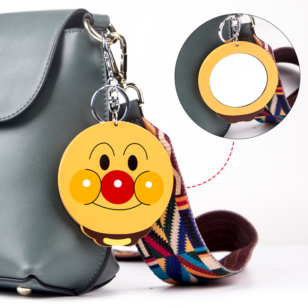 originality gift girl student gift woodiness Coloured drawing Cartoon Bag Key buckle Key ring Cosmetic mirror Bag Pendant