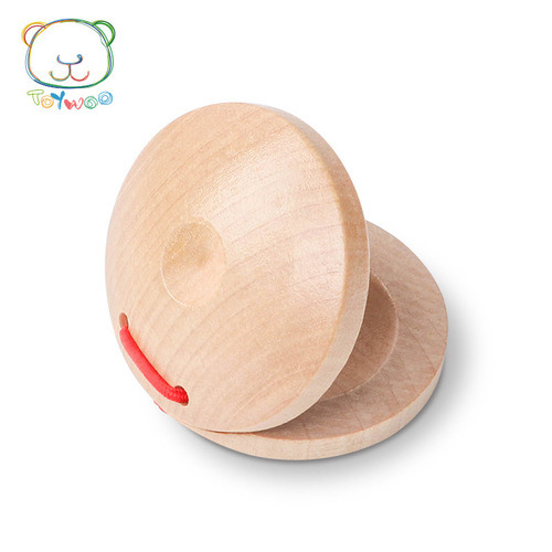 Wooden Natural Color Orff Percussion Clappers, Circle Percussion Plates, Red and Blue Children's Clappers, Baby Music Toys