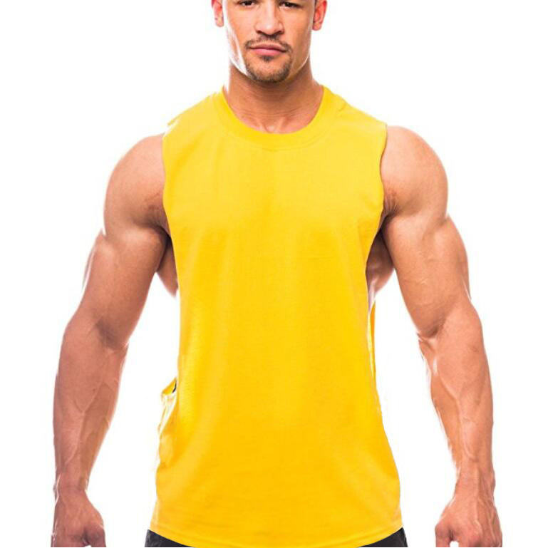 Comercio exterior deseo en blanco verano hombres Chaleco de algodón correr fitness deportes casual cuello redondo Camiseta sin mangas