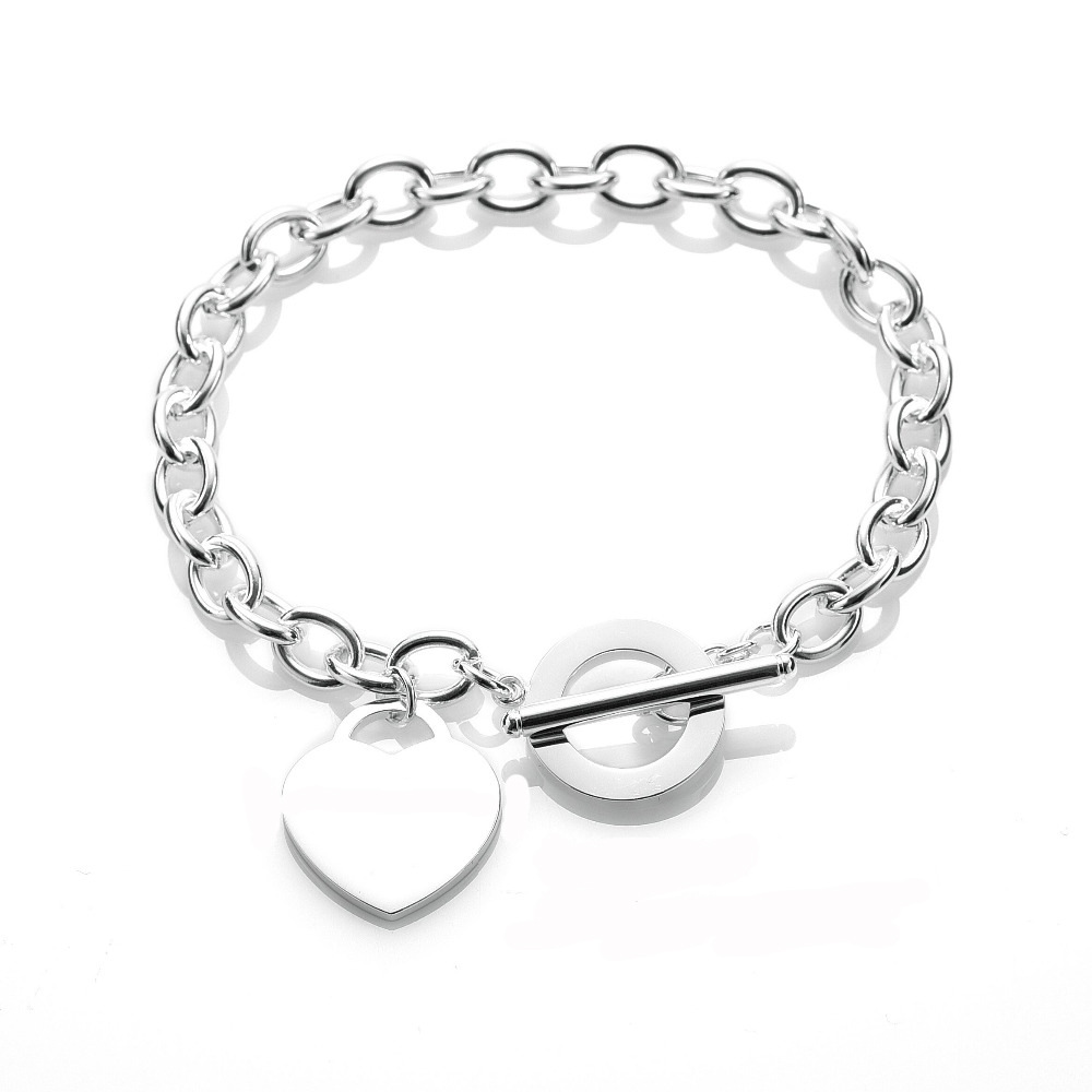 Bracelet Toggle Amour De Mode Bracelet En Acier Inoxydable Pêche En Forme De Coeur Lettre En Or Rose Bracelet En Forme De T Bracelet En Acier Au Titane En Gros Nihaojewelry display picture 6