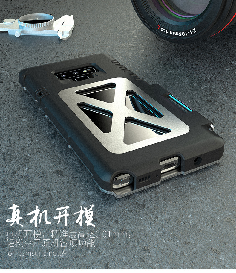 Armor King Iron Man Luxury Shockproof Stainless Steel Aluminum Metal Flip Case Cover for Samsung Galaxy Note 9