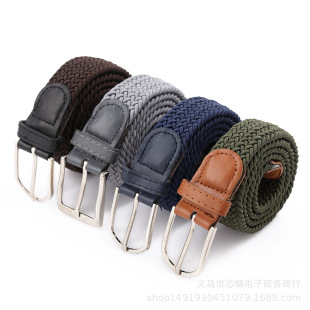 Wholesale elastic elastic belt Korean casual pin buckle woven belt student pants belt with many colors and styles