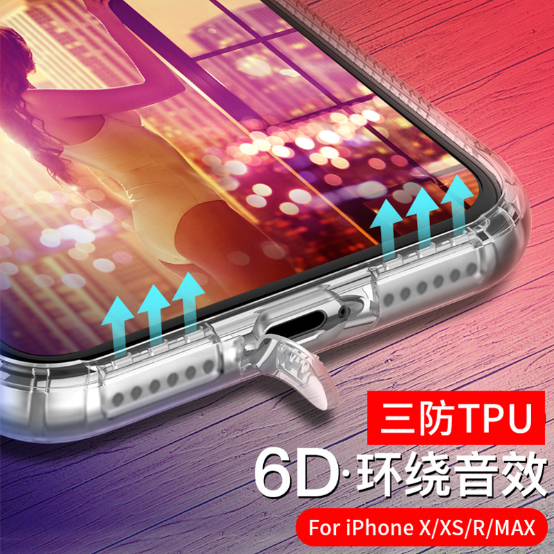 apply iphonex Mobile phone shell Apple XR transparent tpu Soft shell xsmax All inclusive Fall Protective shell Dust plug