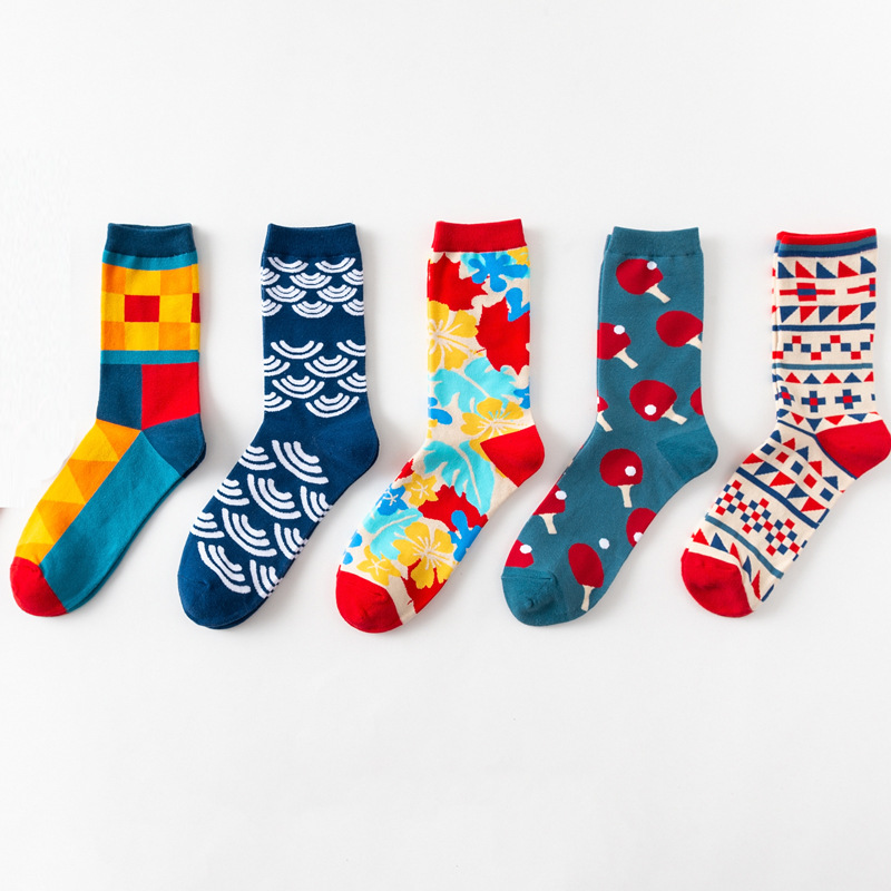 Unisex Casual Color Block Cotton Jacquard Crew Socks A Pair display picture 1