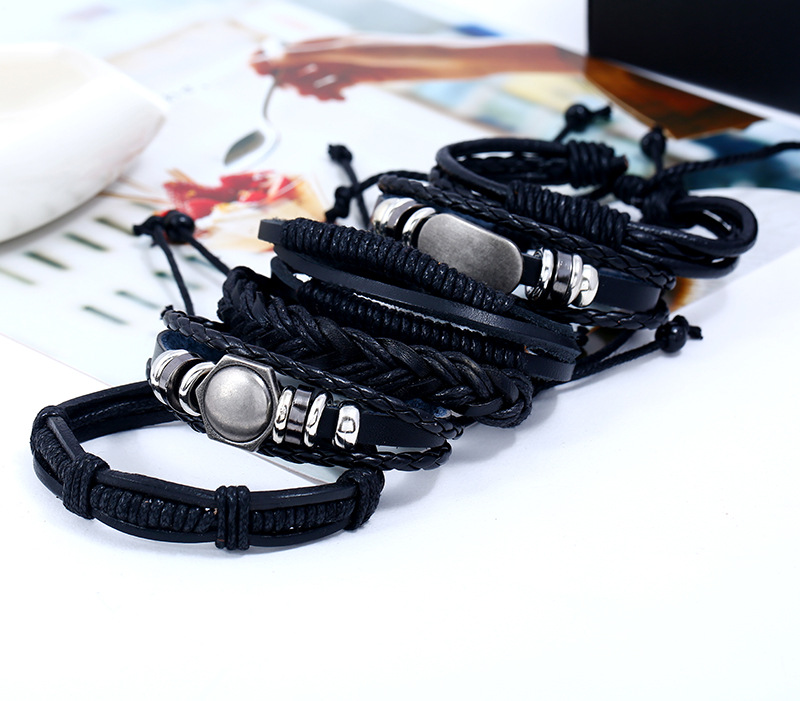 Leather Fashion Geometric bracelet(Six sets) NHPK2013-Six sets