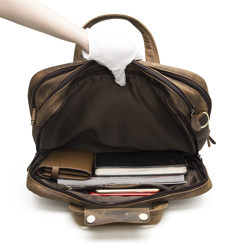 8696540714 2068518898 Men Oil Waxy Leather Antique Design Business Briefcase Laptop Document Case Fashion Attache Messenger Bag Tote Portfolio 7146